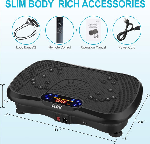 AXV Vibration Plate Fitness Platform Exercise Board Sport Gym for Weight Loss Fat Burner for Women Men