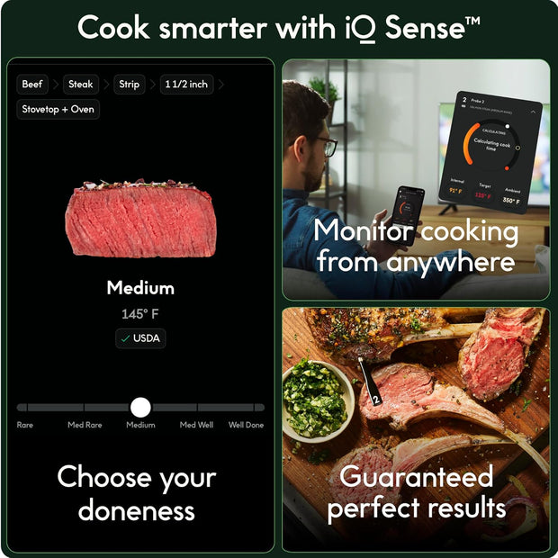 CHEF iQ Sense Smart Wireless Meat Thermometer with 3 Ultra-Thin Probes