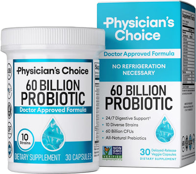 Physician's Choice Probiotics 60 Billion CFU - 10 Strains + Organic Prebiotics for Women & Men - 30ct