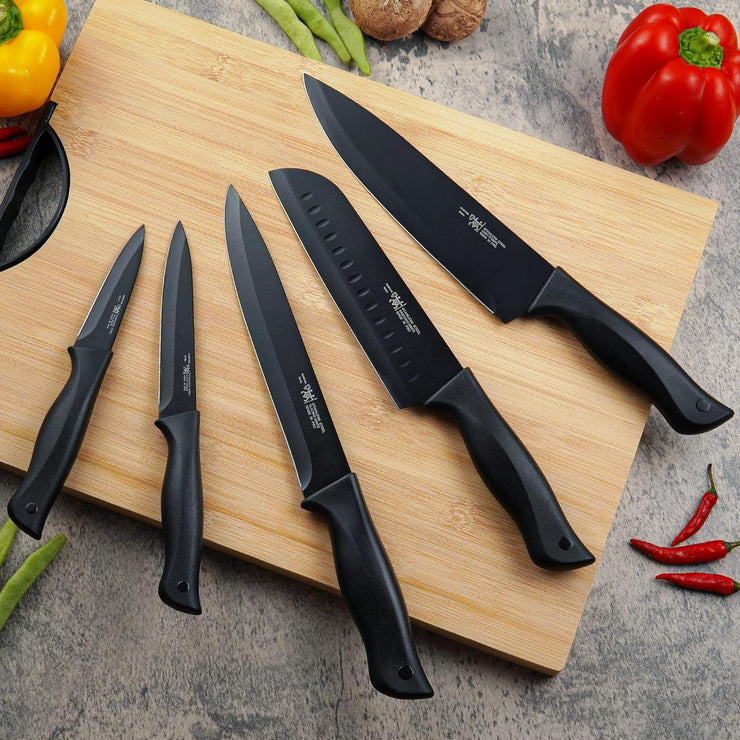 Knife Set 15 Pcs Kitchen Knife Set with Block Self Sharpening